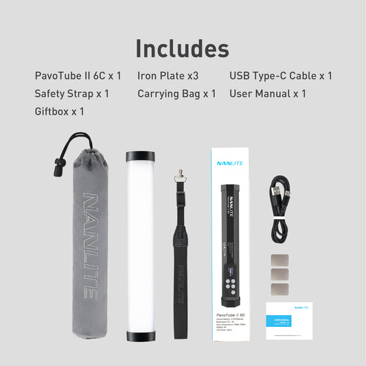 PavoTube Il 6Cx1
Safety Strap x 1
Iron Plate x3
Carrying Bag x 1
USB Type-C Cable x1
User Manualx 1
Giftboxx1
