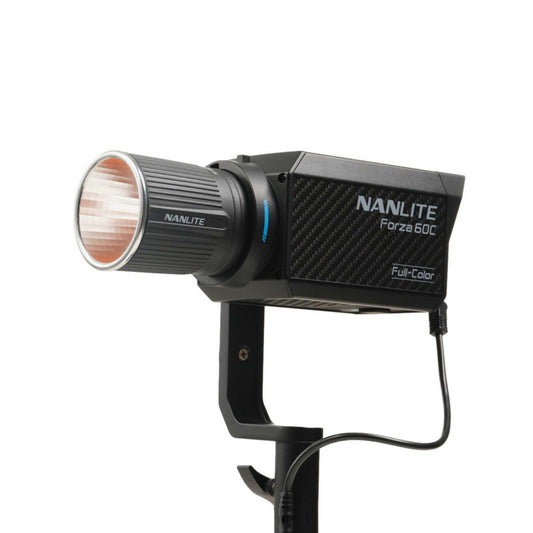 Nanlite Forza 60C RGBLAC Spotlight with 45 degree mini reflector side view