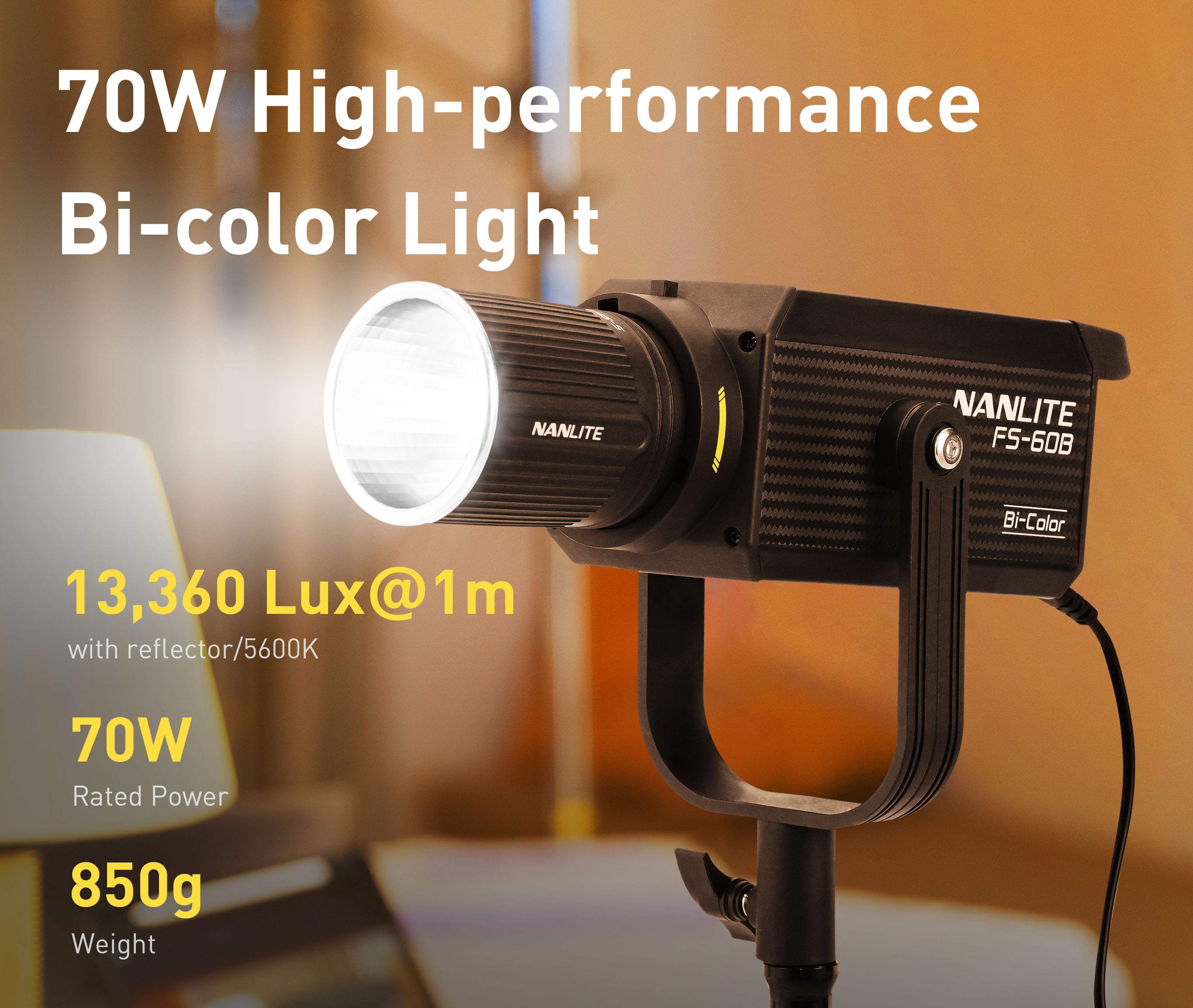 FS-60B LED Bi-Color Light and Bowens Mount Adapter | Nanlite
