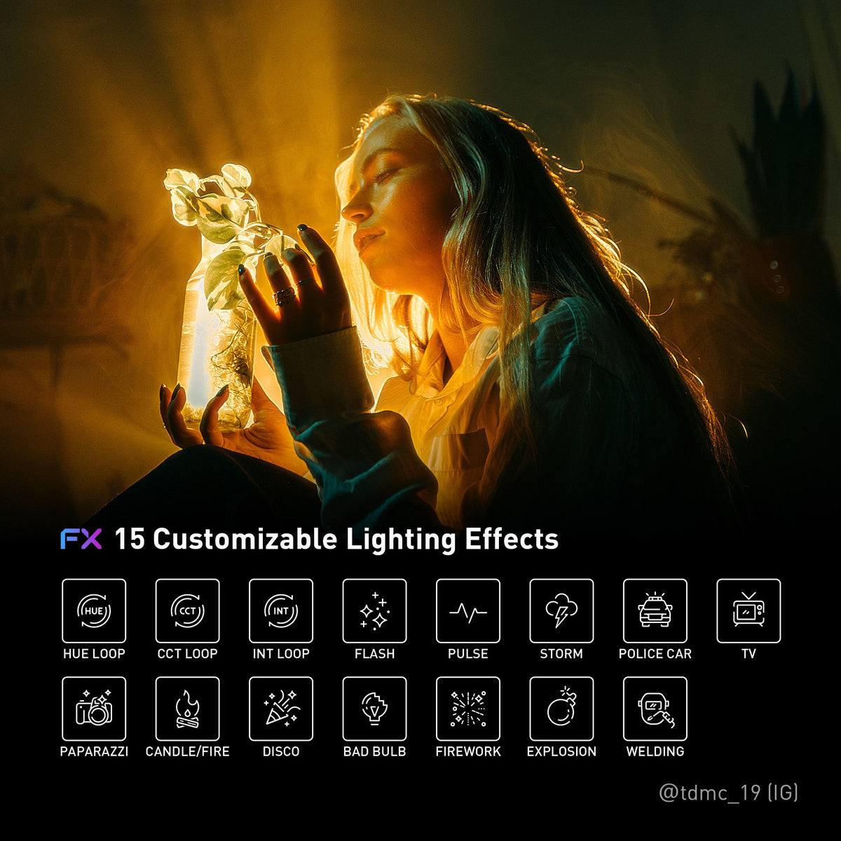 How many built-in lighting effects does the FC-500C have, and what is it suitable for?
The FC-500C features 15 built-in lighting effects, ideal for simulating various lighting scenarios in filmmaking, video production, and content creation.