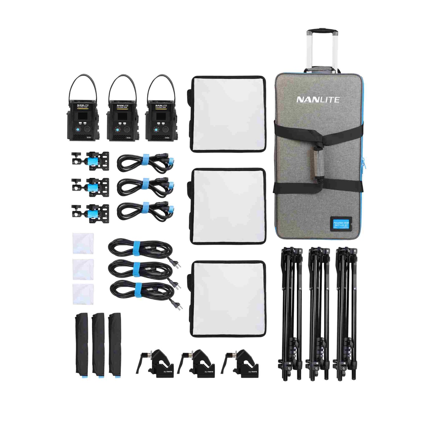 PavoSlim 60B 1x1 Bi-Color LED Panel 3-Light Kit with Pop-Up Softboxes, Stands, and Case