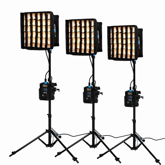 PavoSlim 60B 1x1 Bi-Color LED Panel 3-Light Kit with Pop-Up Softboxes, Stands, and Case