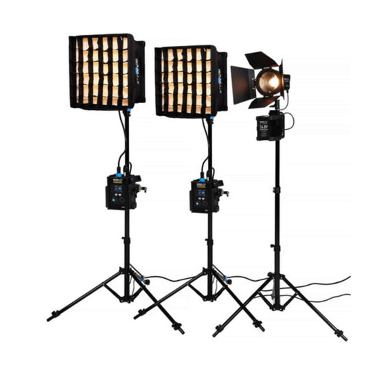 PavoSlim 60B LED Panels and Forza 60B II Kit with Fresnel, Pop-Up Softboxes, Stands, and Case