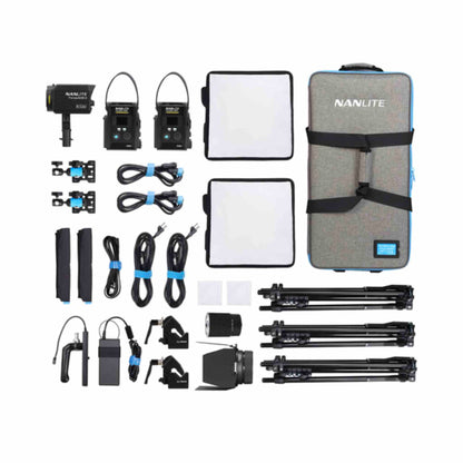 PavoSlim 60B LED Panels and Forza 60B II Kit with Fresnel, Pop-Up Softboxes, Stands, and Case