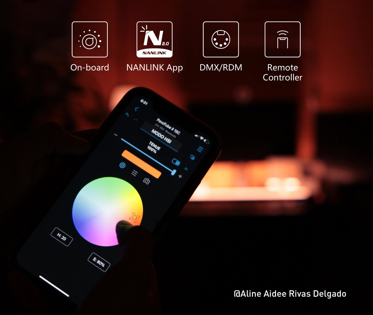 on-board buttons, NANLINK App, remote controller, DMX/RDM for professional studio lighting production