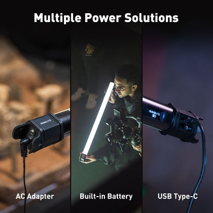 built-in battery, AC adapter and USB Type-C, flexible power for outdoor location and studio photography