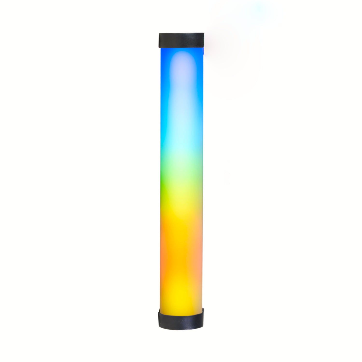 Nanlite PavoTube II 6XR 10-inch LED tube light front view emitting rainbow colored lights across separate pixels