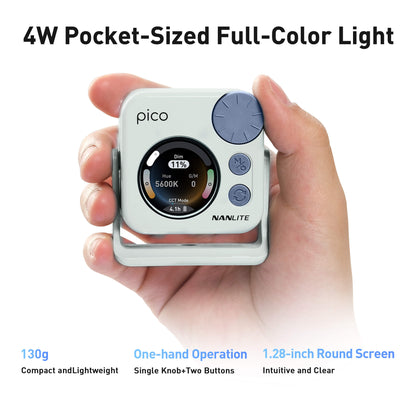 Weighing just 130g, pico delivers powerful, full-color lighting in an ultra-compact design made for content creators, vloggers, photographers, and anyone who needs great light on the go. Small enough to carry everywhere, ready whenever inspiration strikes.