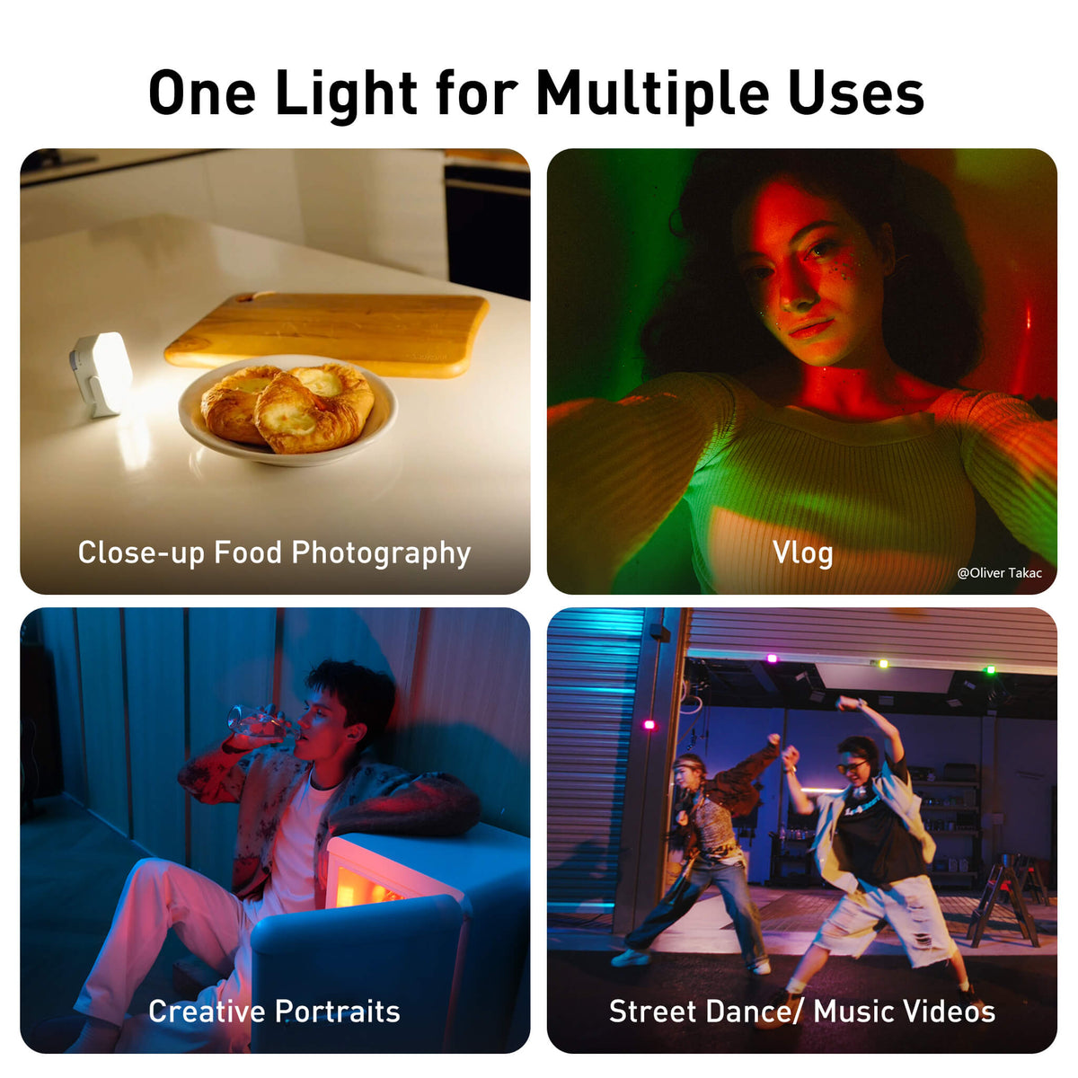Close-up food photography、vlog、creative portraits、street dance/music videos