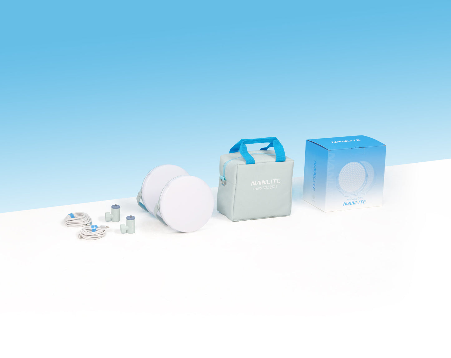 miro 30C LED Full-Color Round Panel 2-Light Kit, Mint Blue